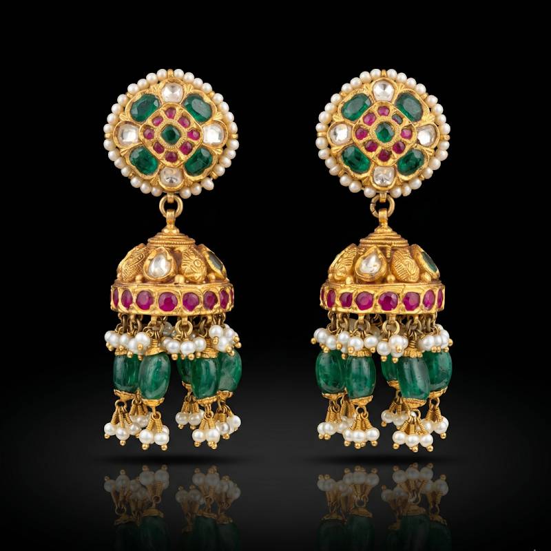 Pallavi Gold Jhumki Earrings