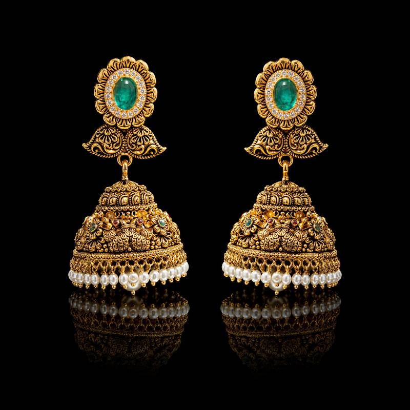 Ramya Gold Jhumki Earrings
