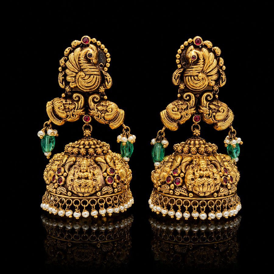 Tulasi Gold Jhumki Earrings