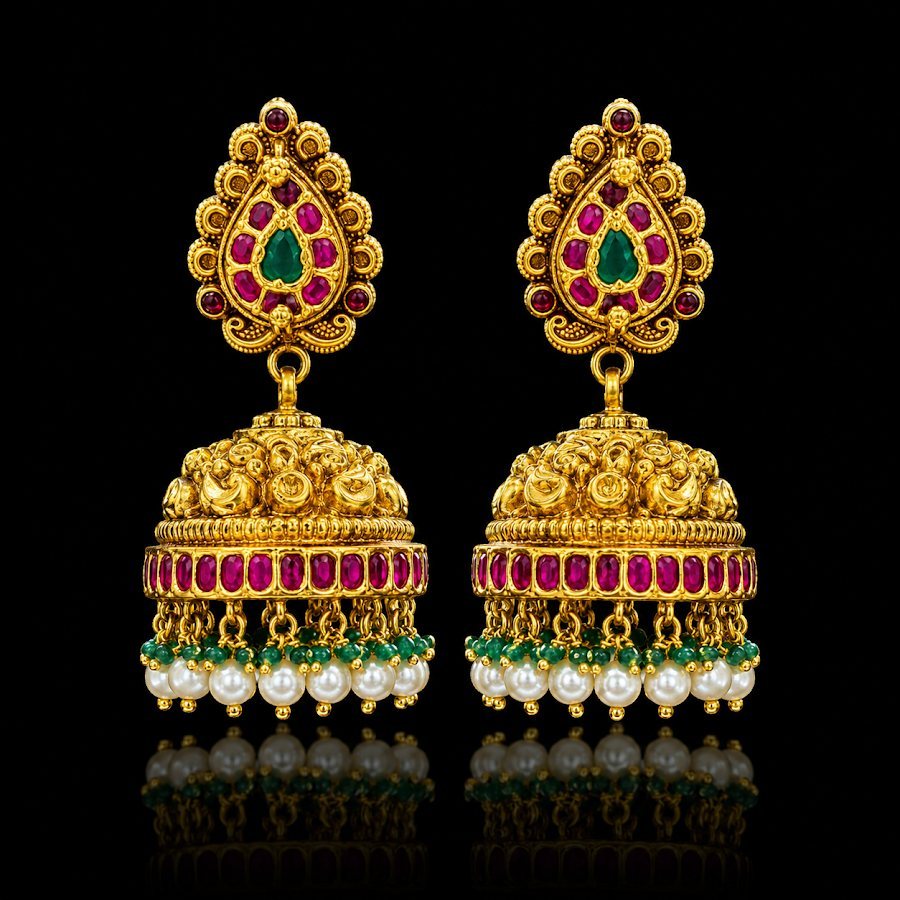 Vaidehi Gold Jhumki Earrings