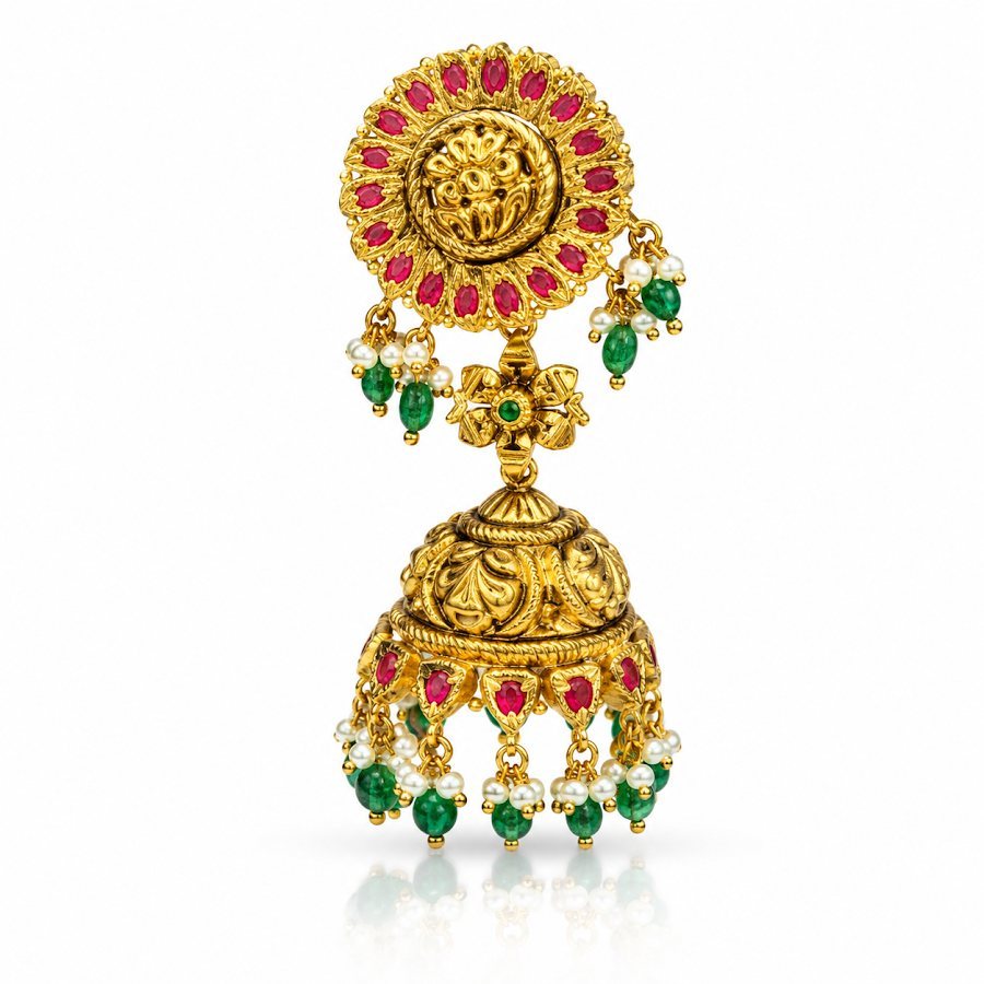 Tejaswini Gold Jhumki Earrings