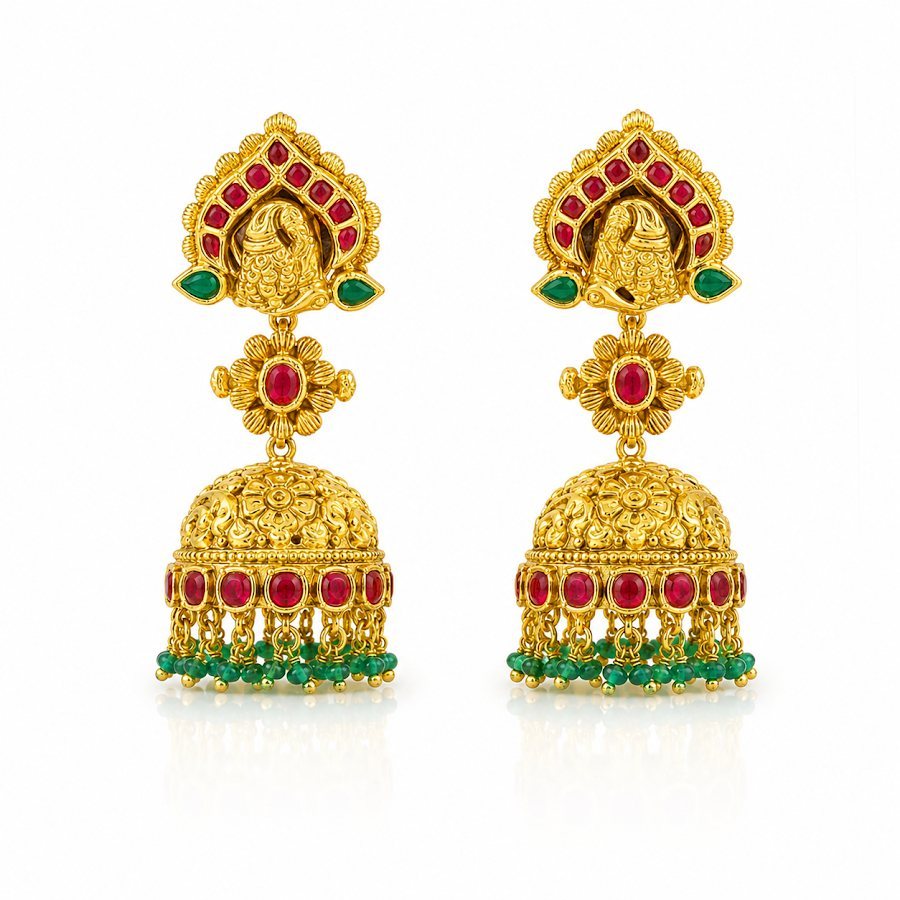 Thanmayi Gold Jhumki Earrings