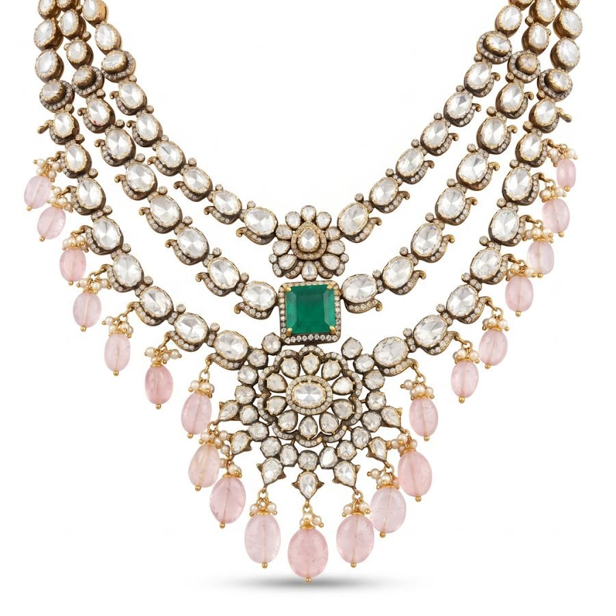 Bhuvana Moissanite Gold Haram