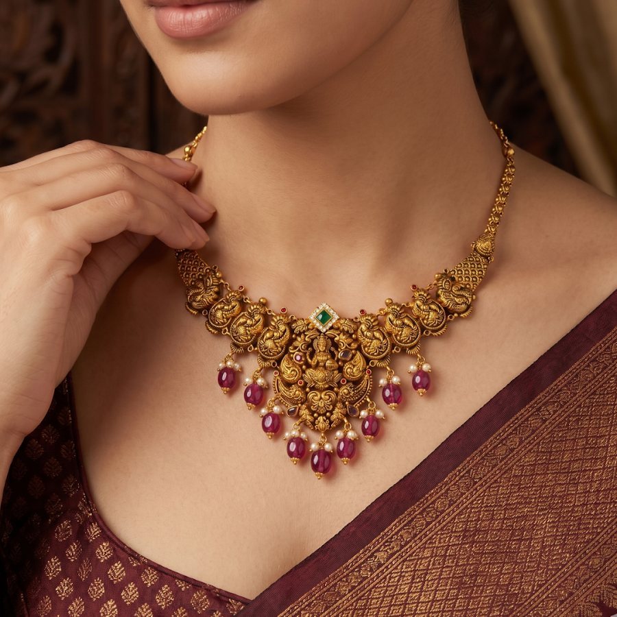 Saraswathi Nakshi Gold Necklace
