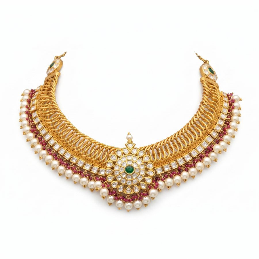 Poornima Jalebi Gold Necklace