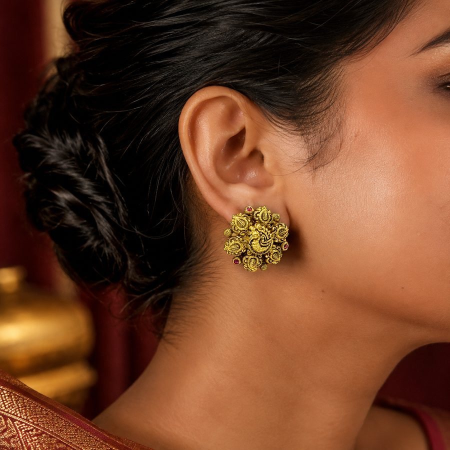 Sirisha Gold Stud Earrings