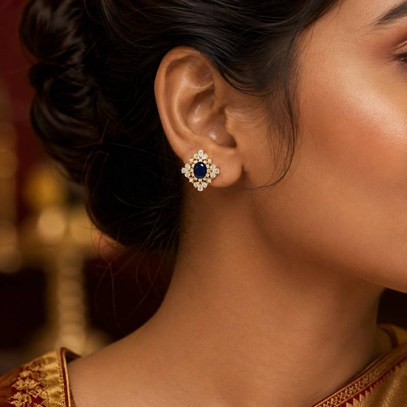 Meghana Gold Stud Earrings