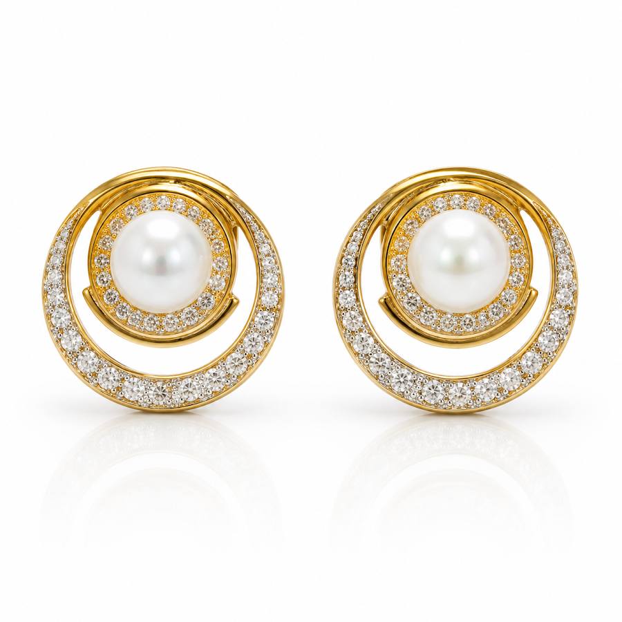 Rosette Gold Studs