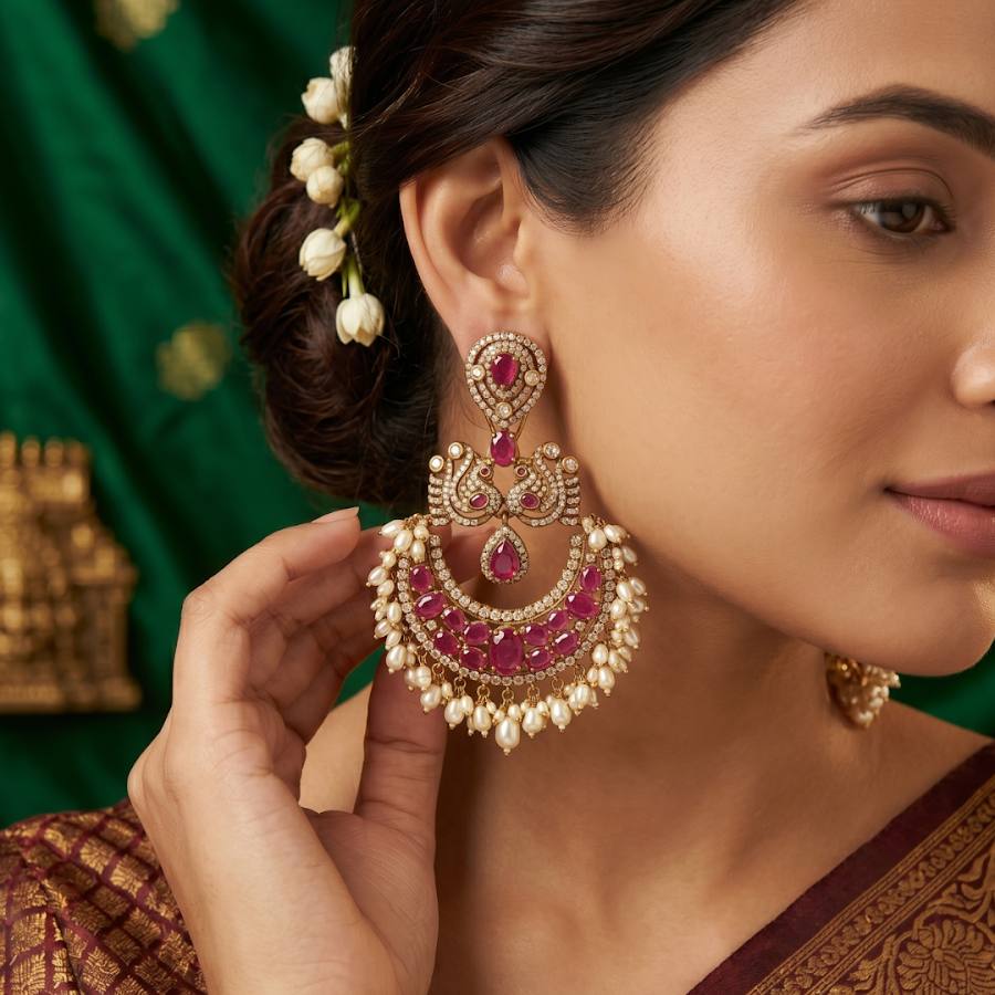 Polki Chandbali Earrings