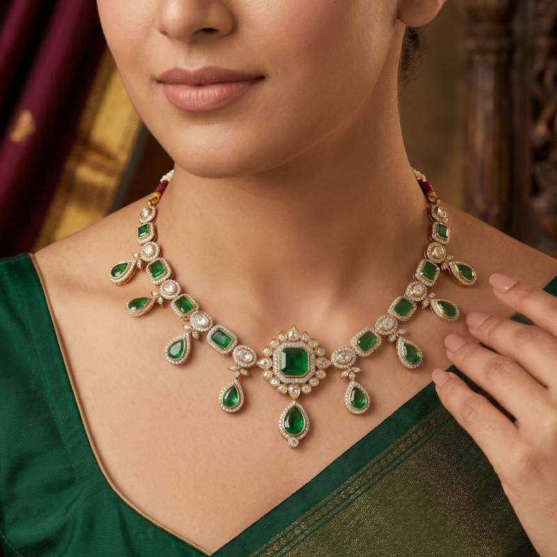 Kadambari Polki Necklace Set